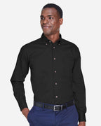 Harriton M500T, 14335 Men's Tall Easy Blend Twill Dress Shirt, Black
