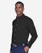 Harriton M500T, 14335 Men's Tall Easy Blend Twill Dress Shirt, Black