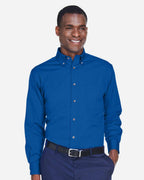 Harriton M500T, 14335 Men's Tall Easy Blend Twill Dress Shirt, French Blue