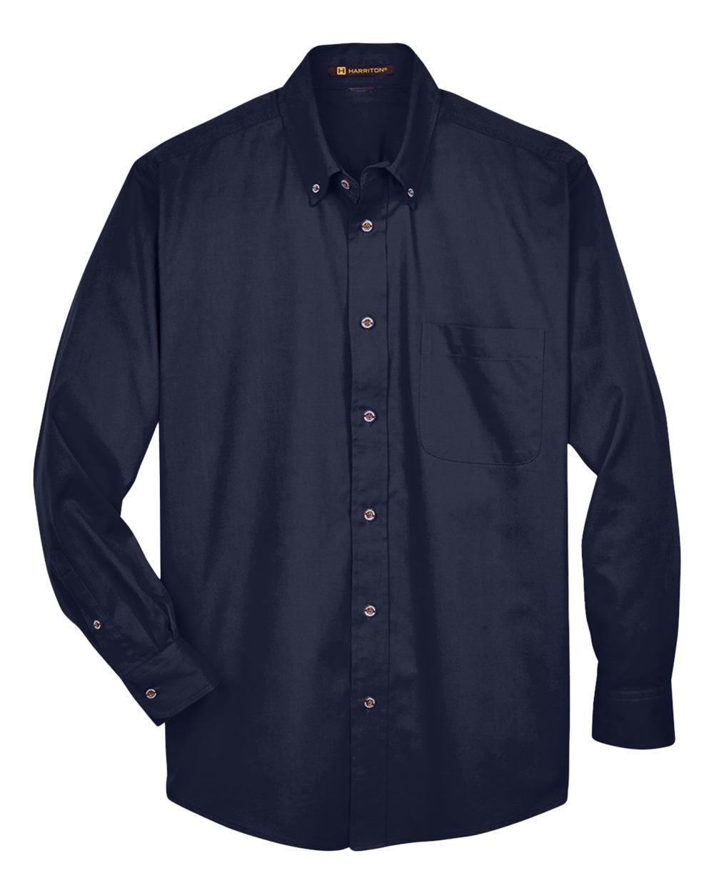 Harriton M500T, 14335 Men's Tall Easy Blend Twill Dress Shirt, Navy