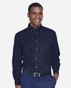 Harriton M500T, 14335 Men's Tall Easy Blend Twill Dress Shirt, Navy