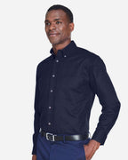 Harriton M500T, 14335 Men's Tall Easy Blend Twill Dress Shirt, Navy