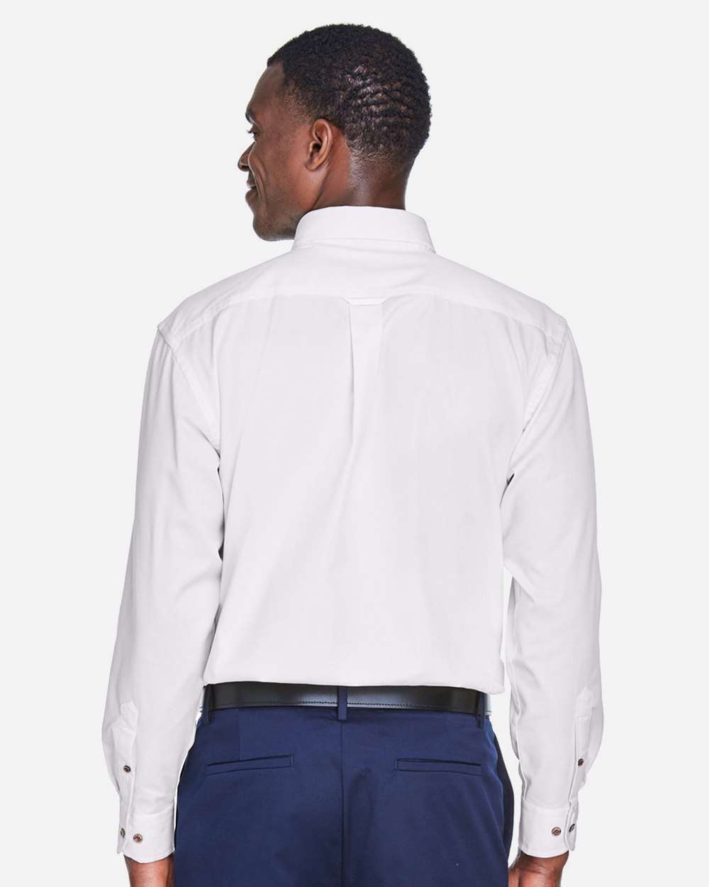 Harriton M500T, 14335 Men's Tall Easy Blend Twill Dress Shirt, White