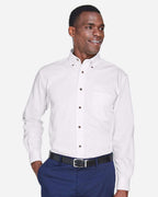 Harriton M500T, 14335 Men's Tall Easy Blend Twill Dress Shirt, White