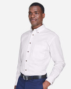 Harriton M500T, 14335 Men's Tall Easy Blend Twill Dress Shirt, White