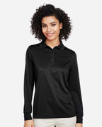 Harriton M348LW, 14357 Women's Advantage Snag Protection Plus Il Long Sleeve Polo, Black