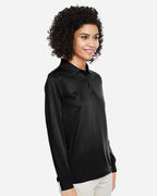Harriton M348LW, 14357 Women's Advantage Snag Protection Plus Il Long Sleeve Polo, Black