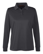 Harriton M348LW, 14357 Women's Advantage Snag Protection Plus Il Long Sleeve Polo, Dark Charcoal