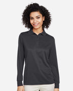 Harriton M348LW, 14357 Women's Advantage Snag Protection Plus Il Long Sleeve Polo, Dark Charcoal