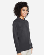 Harriton M348LW, 14357 Women's Advantage Snag Protection Plus Il Long Sleeve Polo, Dark Charcoal