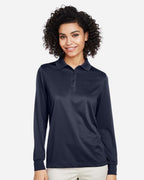 Harriton M348LW, 14357 Women's Advantage Snag Protection Plus Il Long Sleeve Polo, Dark Navy