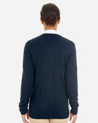 Harriton M425W, 14364 Women's Pilbloc V-neck Button Cardigan Sweater, Dark Navy