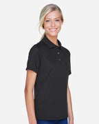 Harriton M345W, 14371 Women's Advantage Snag Protection Plus Il Snap Placket Polo, Black