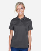 Harriton M345W, 14371 Women's Advantage Snag Protection Plus Il Snap Placket Polo, Dark Charcoal