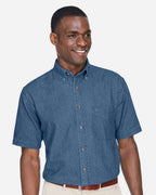 Harriton M550S, 14378 Men's Denim Shirt, Light Denim