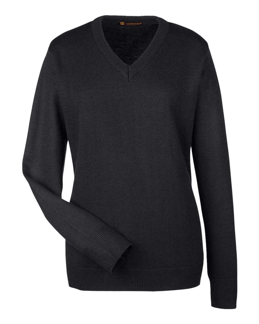 Harriton M420W, 14389 Women's Pilbloc V-neck Sweater, Black