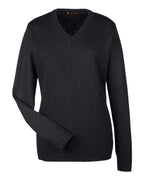 Harriton M420W, 14389 Women's Pilbloc V-neck Sweater, Black
