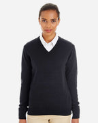 Harriton M420W, 14389 Women's Pilbloc V-neck Sweater, Black