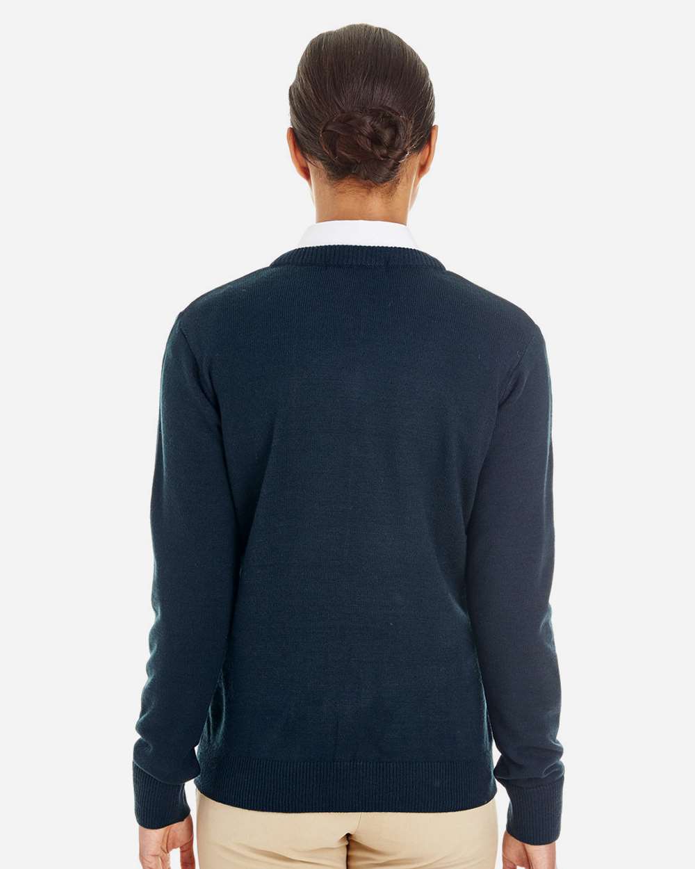 Harriton M420W, 14389 Women's Pilbloc V-neck Sweater, Dark Navy