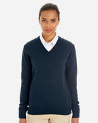Harriton M420W, 14389 Women's Pilbloc V-neck Sweater, Dark Navy