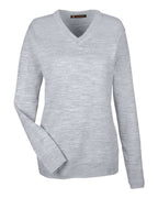 Harriton M420W, 14389 Women's Pilbloc V-neck Sweater, Grey Heather