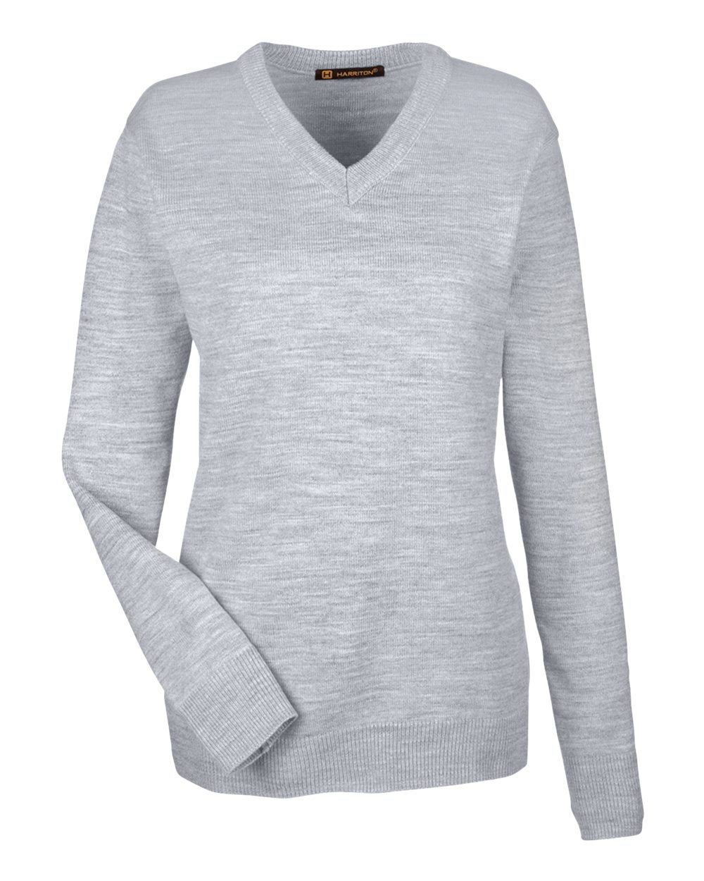 Harriton M420W, 14389 Women's Pilbloc V-neck Sweater, Grey Heather