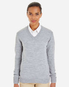 Harriton M420W, 14389 Women's Pilbloc V-neck Sweater, Grey Heather