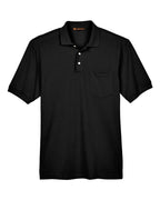 Harriton M265P, 14397 Men's Easy Blend Polo With Pocket, Black