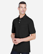 Harriton M265P, 14397 Men's Easy Blend Polo With Pocket, Black
