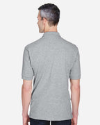 Harriton M265P, 14397 Men's Easy Blend Polo With Pocket, Grey Heather