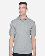 Harriton M265P, 14397 Men's Easy Blend Polo With Pocket, Grey Heather