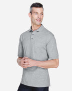 Harriton M265P, 14397 Men's Easy Blend Polo With Pocket, Grey Heather