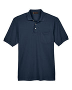 Harriton M265P, 14397 Men's Easy Blend Polo With Pocket, Navy