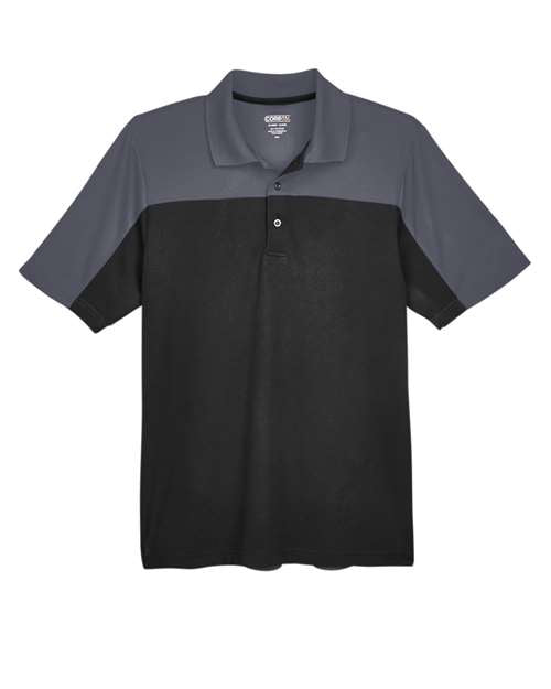 CORE365 CE101, Men's Balance Colorblock Performance Piqu Polo, Black/ Carbon