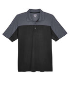 CORE365 CE101, Men's Balance Colorblock Performance Piqu Polo, Black/ Carbon