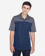 CORE365 CE101, Men's Balance Colorblock Performance Piqu Polo, Classic Navy/ Carbon
