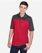 CORE365 CE101, Men's Balance Colorblock Performance Piqu Polo, Classic Red/ Carbon