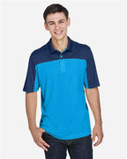 CORE365 CE101, Men's Balance Colorblock Performance Piqu Polo, Electric Blue/ Classic Navy