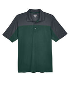 CORE365 CE101, Men's Balance Colorblock Performance Piqu Polo, Forest/ Carbon