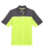 CORE365 CE101, Men's Balance Colorblock Performance Piqu Polo, Safety Yellow/ Carbon