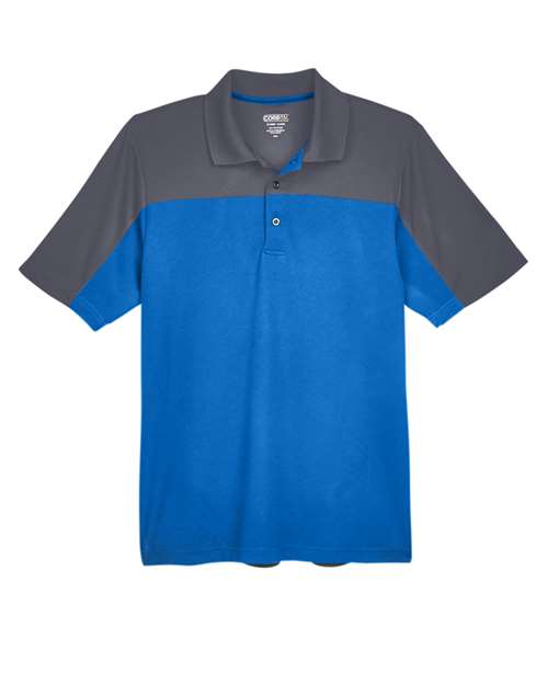 CORE365 CE101, Men's Balance Colorblock Performance Piqu Polo, True Royal/ Carbon