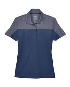 CORE365 CE101W, Women's Balance Colorblock Performance Piqu Polo, Classic Navy/ Carbon