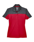 CORE365 CE101W, Women's Balance Colorblock Performance Piqu Polo, Classic Red/ Carbon