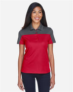 CORE365 CE101W, Women's Balance Colorblock Performance Piqu Polo, Classic Red/ Carbon