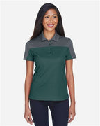 CORE365 CE101W, Women's Balance Colorblock Performance Piqu Polo, Forest/ Carbon