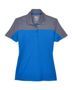 CORE365 CE101W, Women's Balance Colorblock Performance Piqu Polo, True Royal/ Carbon