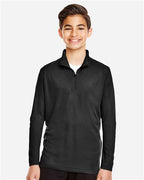Team 365 TT31Y, Youth Zone Performance Quarter-zip Pullover, Black