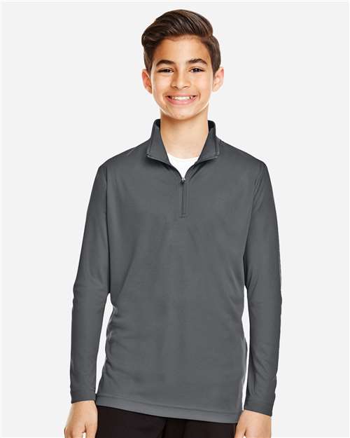 Team 365 TT31Y, Youth Zone Performance Quarter-zip Pullover, Sport Graphite