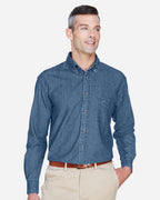 Harriton M550T, 14698 Men's Tall Denim Shirt, Light Denim