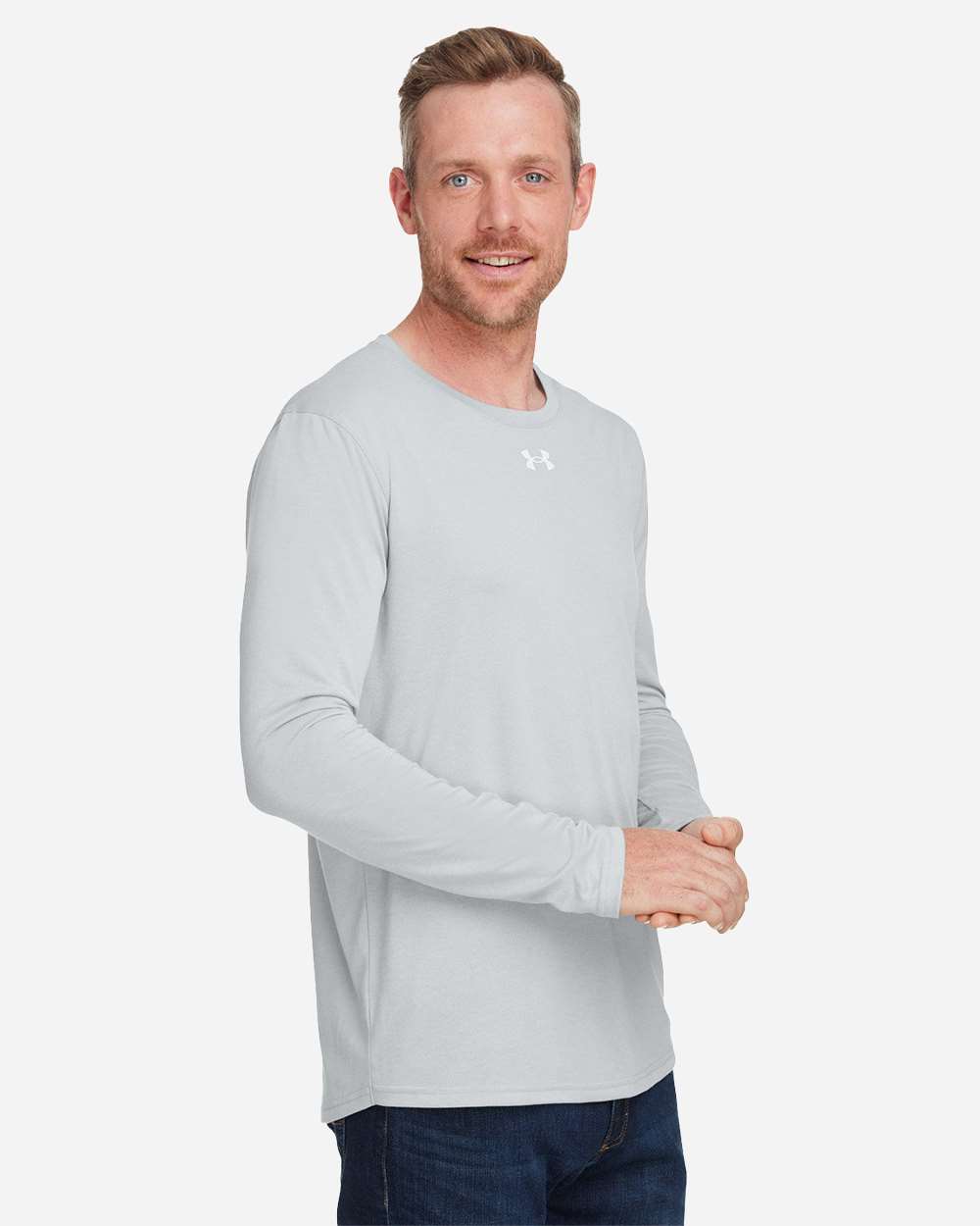 Under Armour 1376843, T-Shirts - Long Sleeve, Mod Grey Light Heather/ White